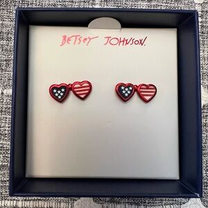 Betsey Johnson Red and Blue Heart Earrings